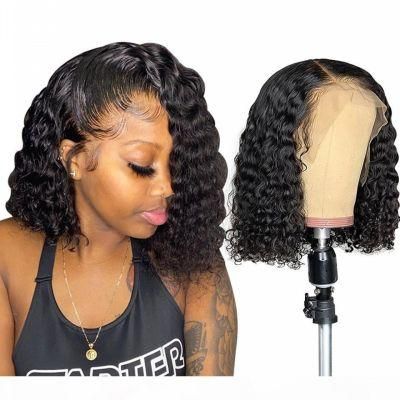 Kbeth Wholesale Brazilian Human Hair Deep Wave Curly Bob Wigs, 100% Virgin Human Hair Lace Front Bob Curly Wigs for Black Women