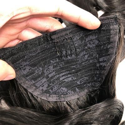 Indian Remy Wholesale Natural Color Raw Virgin Human Hair Body Wave Braided Drawstring Ponytail