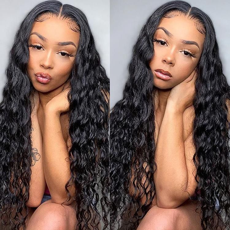 Raw Virgin Remy Human Hair Vendor Transparent Swiss Lace Front Wigs Water Wave HD Lace Frontal Wig Short Bob Wigs