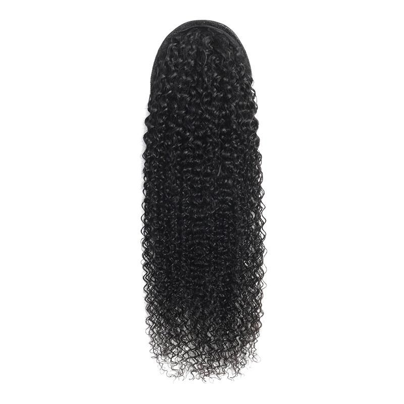 Kinky Curly Ponytail Human Hair Remy Brazilian Wrap Around Ponytail Drawstring Ponytail Clip in Hair Extensions