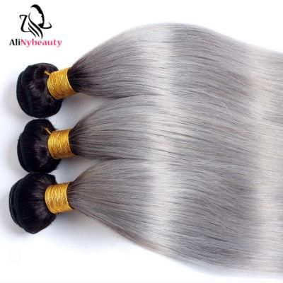 Wholesale 10A Brazilian 1b/Grey Color Straight Human Virgin Silky Hair