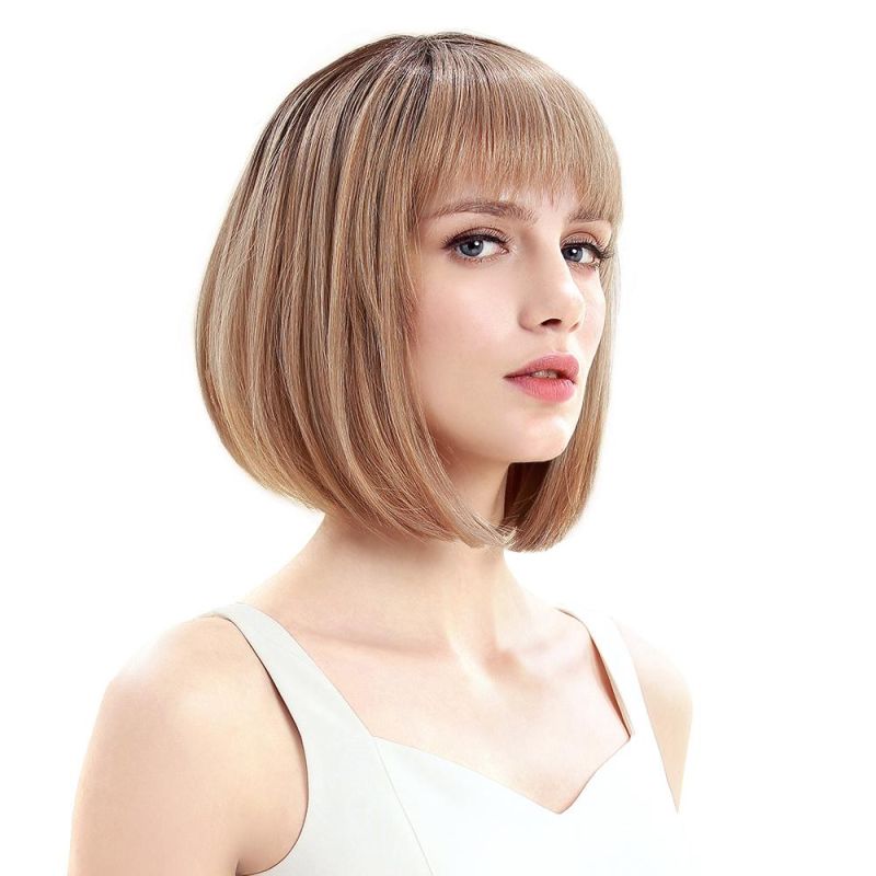 Kbeth Human Hair Wig for Black Women 10 12 Inchs Ombre Color Short 100% Virgin Remy Custom Sexy Brazilian Straight Hair Bob Wig with Front Fringe Bangs