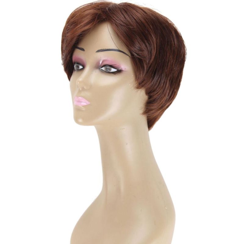 Heat Resistance Synthetic Classical Pixel Wig Short Straight Curly Natural Brown Wigs Women Wig