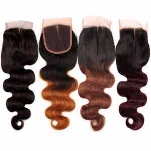 100% Human Hair Muti-Color Body Wave Bundles with Closure Virgin Remy Hair for Black Women