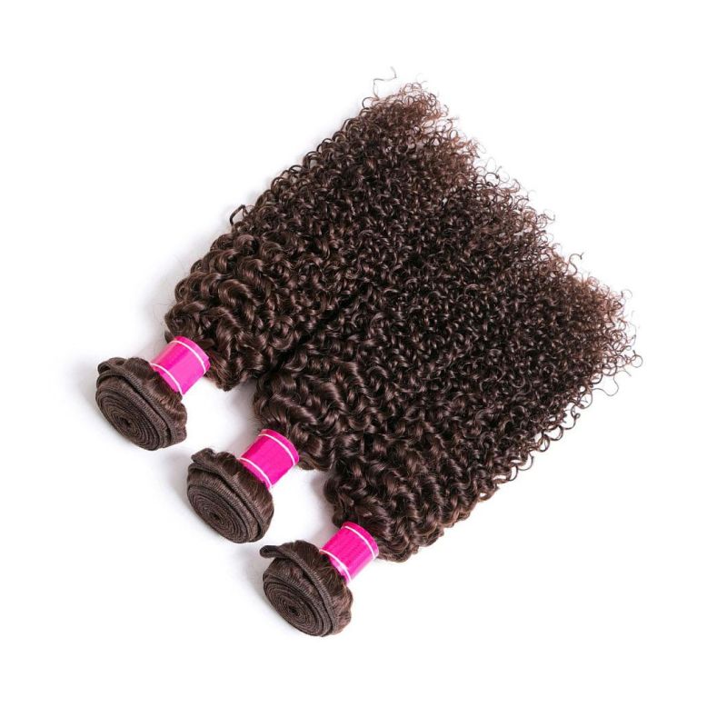 Brown Bundles Brazilian Curly Hair Bundles Remy Human Hair Extensions Kinky Curly Hair Weave Bundles for Black Women Dark Brown