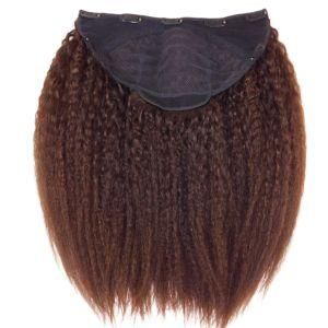 Dark Brown Kinky Straight Indian Human Hair U Part Wig
