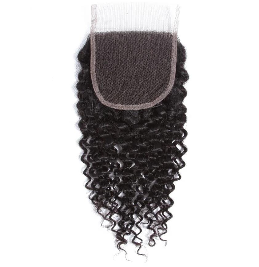 Kbeth 4*4 Kinky Curly Human Hair Closure for Femme 2022 Spring Fashion Elastic Real Original Brazilian Remy 8 Inch Hair Pieces Ready to Ship