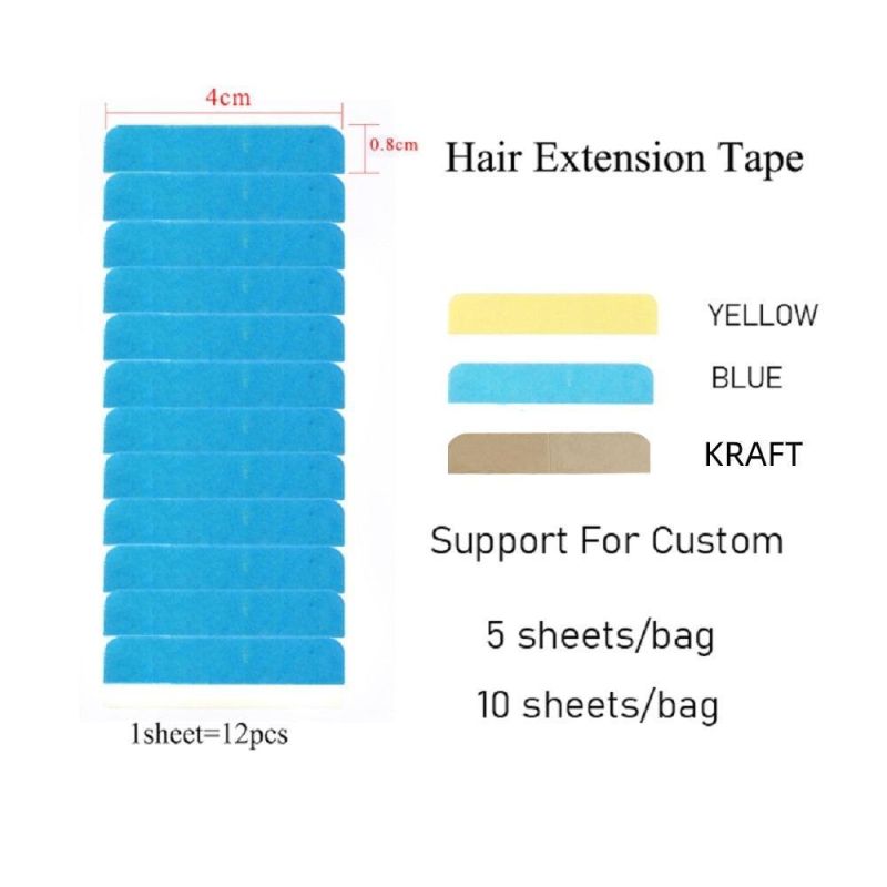 Pre Cut Clear Waterproof Adhesive Tape Tabs in Human Hair Extensions Double Sided Tape for Hair Extension Replacement