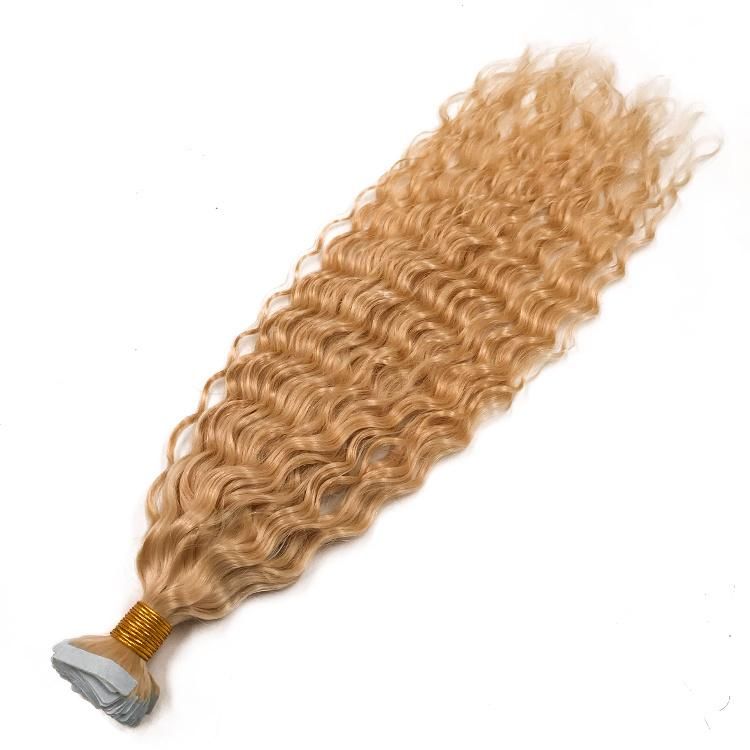 Wholesale 100% Raw Cuticle Aligned Brazilian Human Hair Deep Wave Tape in Hair Extensions