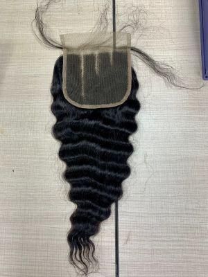 Hot Sell Deep Wave Hand Made Lace Closure Hair Extension