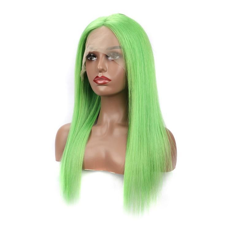 Wholesale Price 13X4 Lace Front Silky Straight Green Human Hair Wigs