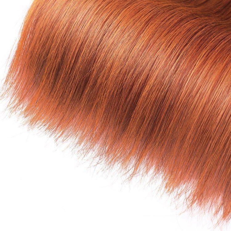 100% Remy Hair Brazilian Virgin Silky Straight Human Hair Weft #Ginger