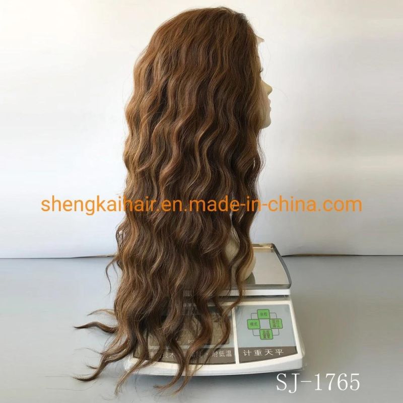 Wholesale Perfect Looking Good Quality Handtied Heat Resistant Fiber Blond Synthetic Lace Front Wigs 632
