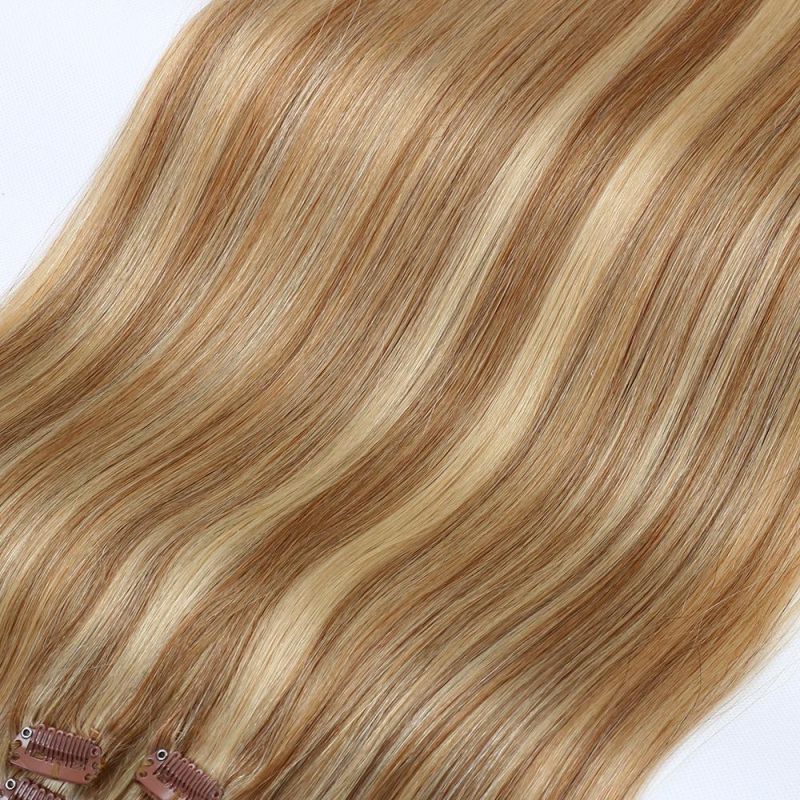 Piano Highlight Colors P27/613 140g 10piece 20inch Full Cuticle Aligned Remy Indian Hair Clip in Hair Extension