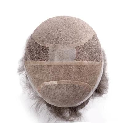 Front Lace Full Cap Men&prime;s Grey High Quality Toupee Wigs