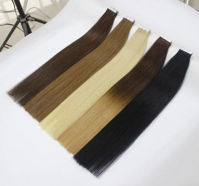 Tape in Extensions Brazilian Straight Human Hair Bundles 4/6/27/613/1b Color Remy Human Hair Extensions