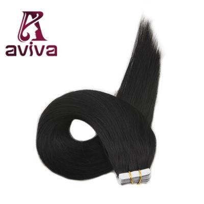 Double Weft 100% Remy Tape in Human Hair Extensions 1# 16 Inch Brazilian Straight 20PCS for Women Beautry Tape in Hair Extension