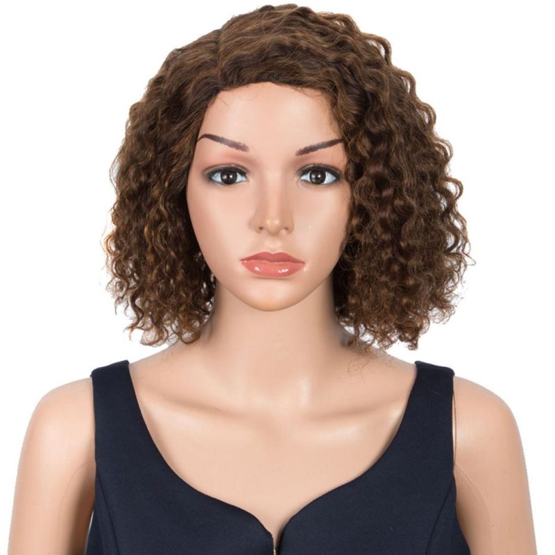 Brown Wine Red Short Water Wave L Part Lace Front Human Hair Wigs Remy Brazilian Hair Lace Front Part Wig Pixie Cut Short Bob Curly Wigs for Black Women