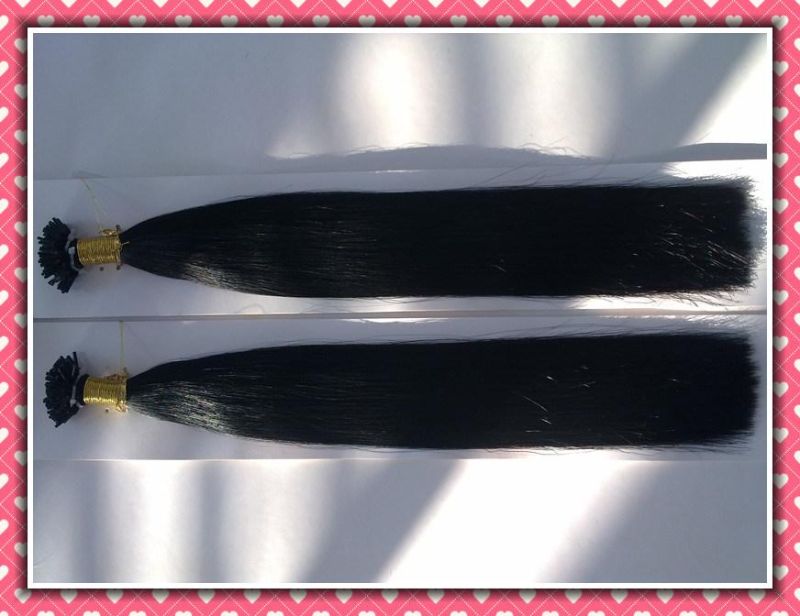 Premium Quality 100% Human Hair Real Remy Hair Extension Pre-Bonded Hair Extension I-Tip 20"1.0g Per Strand Black Color