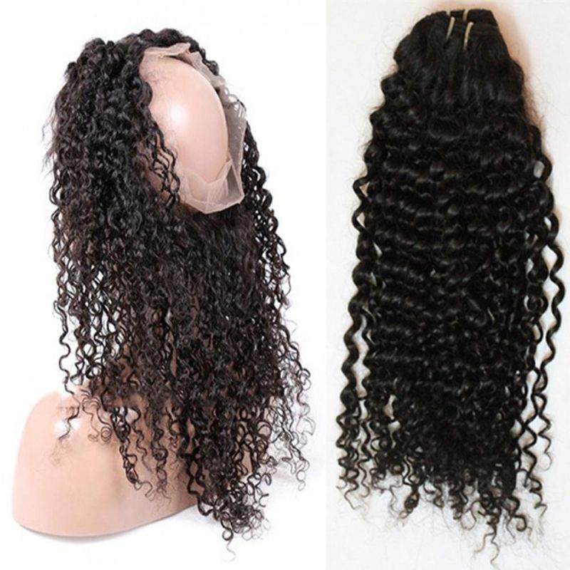 Kbeth New Arrival Unprocessed Deep Curly Wave Brazilian Cheap Virgin Human Hair 360 Full Lace Frontal Closure From China Factory