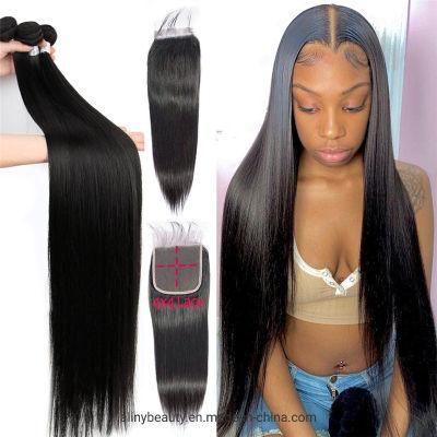 Alinybeauty 36 38 40 Inch Bone Straight Human Hair Bundles Brazilian Hair 1/3/4 PCS Natural Remy Perruque Cheveux Humain Extensions