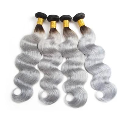 Ombre Brazilian Hair Bundles 1b/Grey Remy Body Wave Weaving Natural Human Hair Weave Bundles