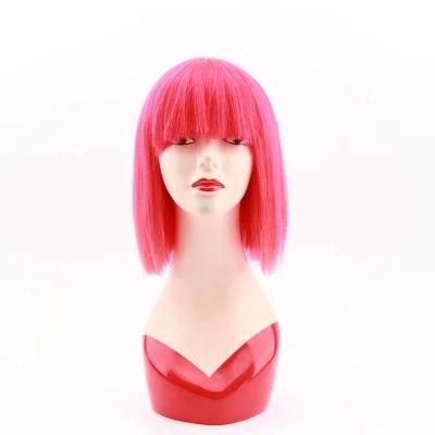 Wholesale Pink Rellow Orange Color Brazilian Virgin Human Hair Colored Lace Frontal Bob Wig Hot Wigs