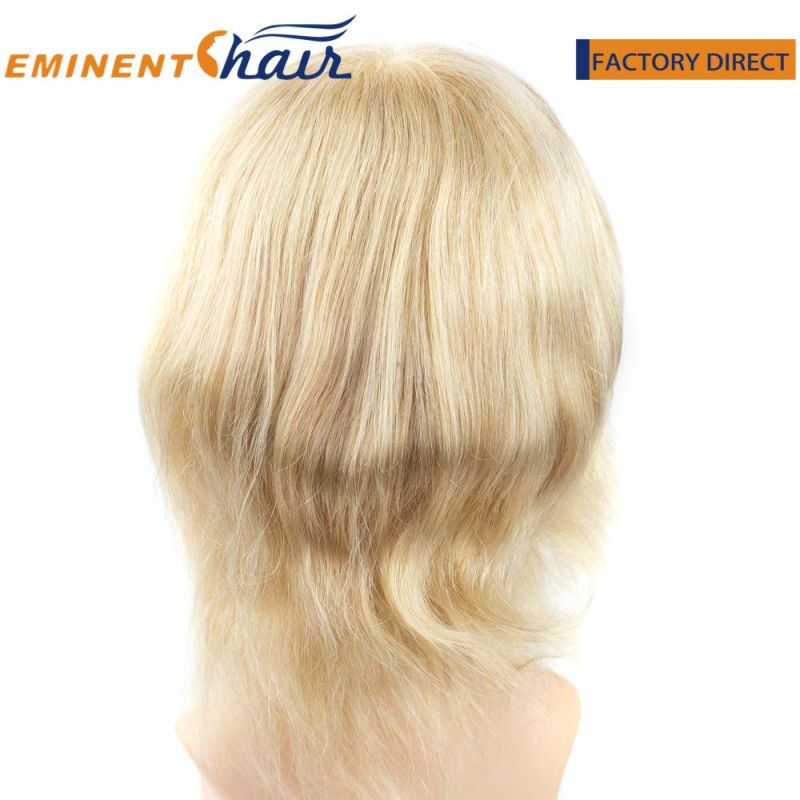 Blond Human Hair Skin with Lace Front Wig Bio Lace Natural Wig for Female