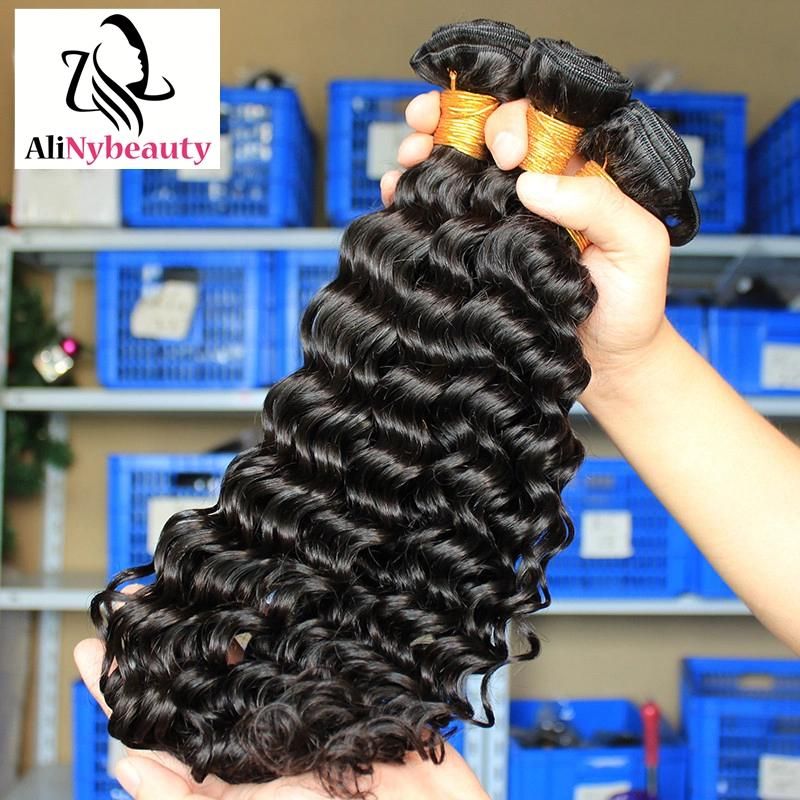 Wholesale Virgin Brazilian Hair Deep Wave Bundles with Frontal