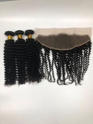 Virgin Brazilian Small Deep Wave 100% Human Hair Bundles with Lace Frontal
