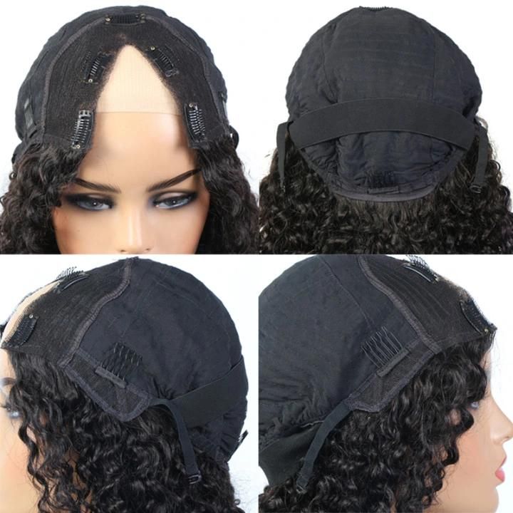 V Part Jerry Curl Machine Made Wig New Style Wig for Black Women Glueless Human Hair Peruvian U Part Raw Hair Wigs Cheap Price Wholesale