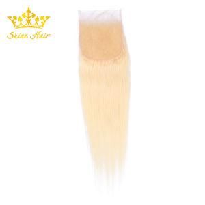 High Quality Human Brazilian Virgin Hair of Blond Color Straight Lace Closure