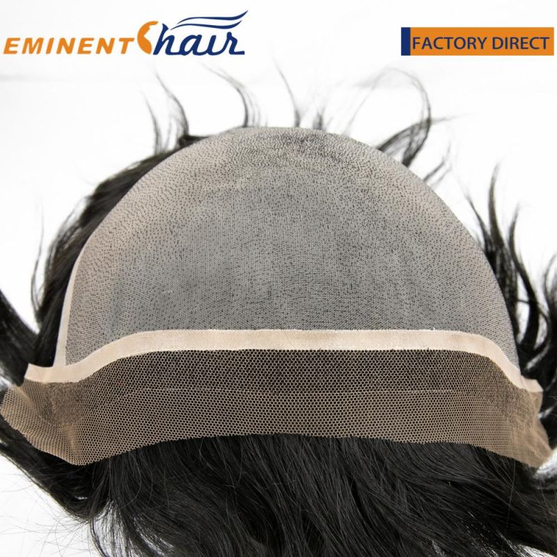 Instant Delivery Indian Human Hair Men′ S Mono with Lace Front Stock Toupee