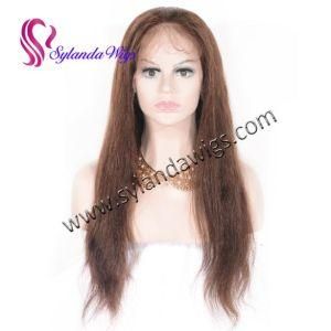 Straight #4 Hand Knotted Full Lace Wigs Brazilian Remy Human Hair Wig 6&quot; to 26&quot; with Free Shipping