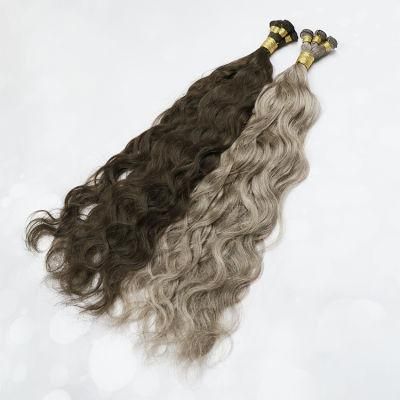 European Virgin Cuticle Aligned Human Hair Natural Wave Hand Tied Weft Hair Extension