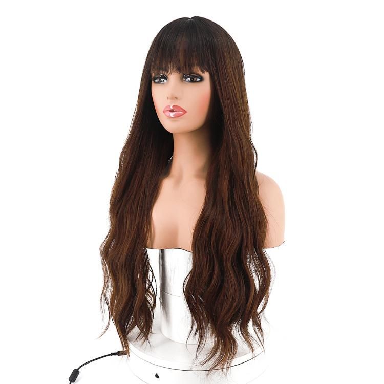 Ombre Dark Roots Natural Long Wavy Synthetic Wig for Women 26 Inch
