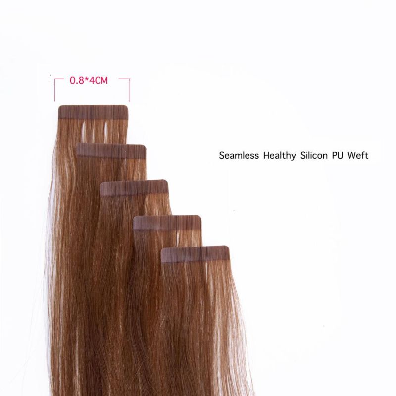 Hair for Woman Straight PU Skin Weft Adhesives Hair Extensions 16" 20" 24" Blonde Color Hand Tied Tape in Remy Human Hair