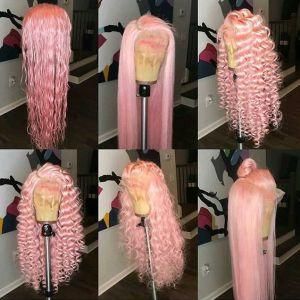 Remy Human Hair Pink Color Full Lace Wigs and Lace Front Wigs
