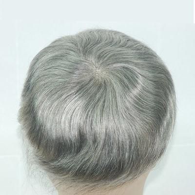 Synthetic Grey Dark Human Hair Men Toupee