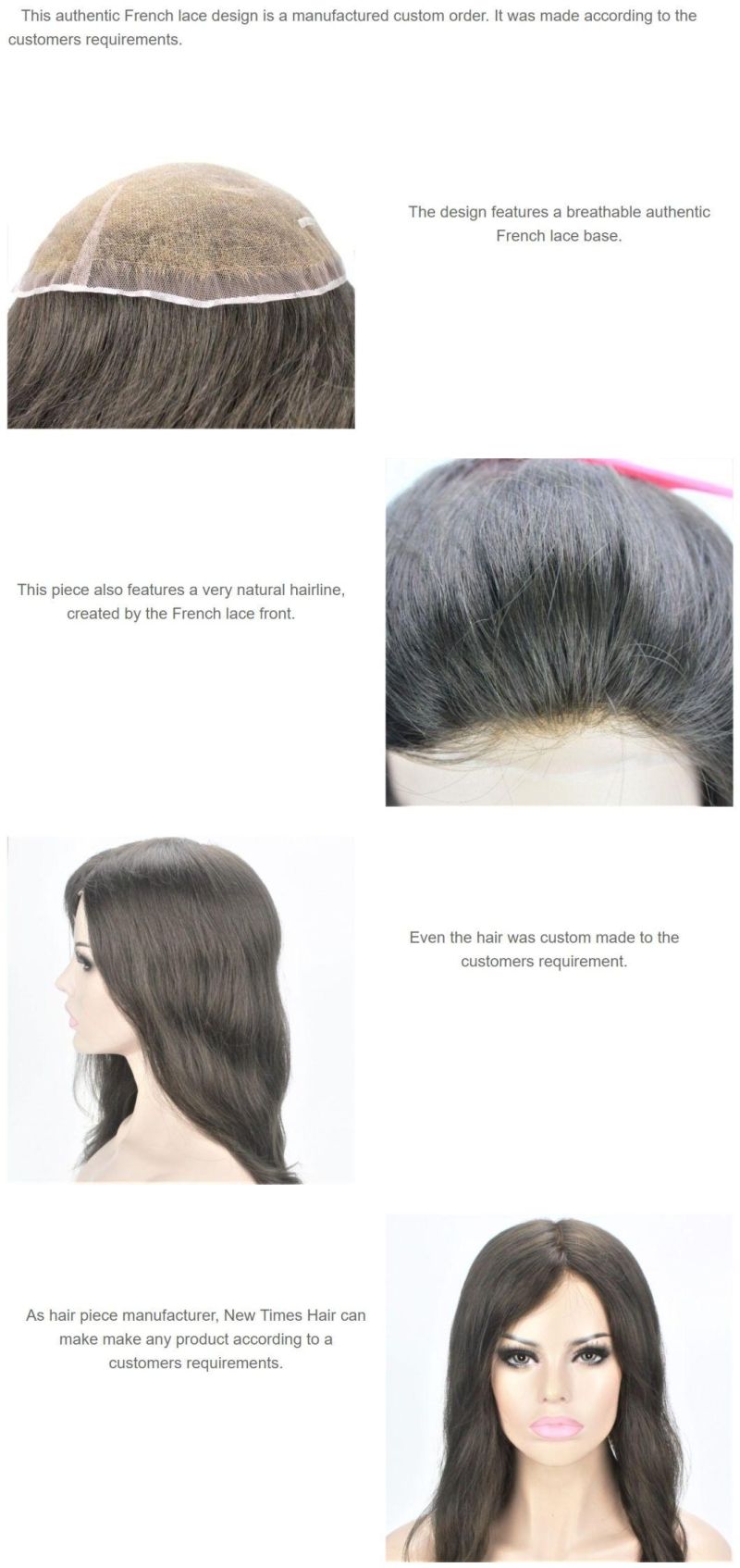 Custom Ladies Full Authentic French High Quality Lace Wig