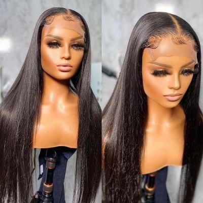 Natural Bone Straight Lace Frontal Wigs with Pre Plucked Hairline Human Hair Wigs Align Virgin Pre Pluck Lace Wig