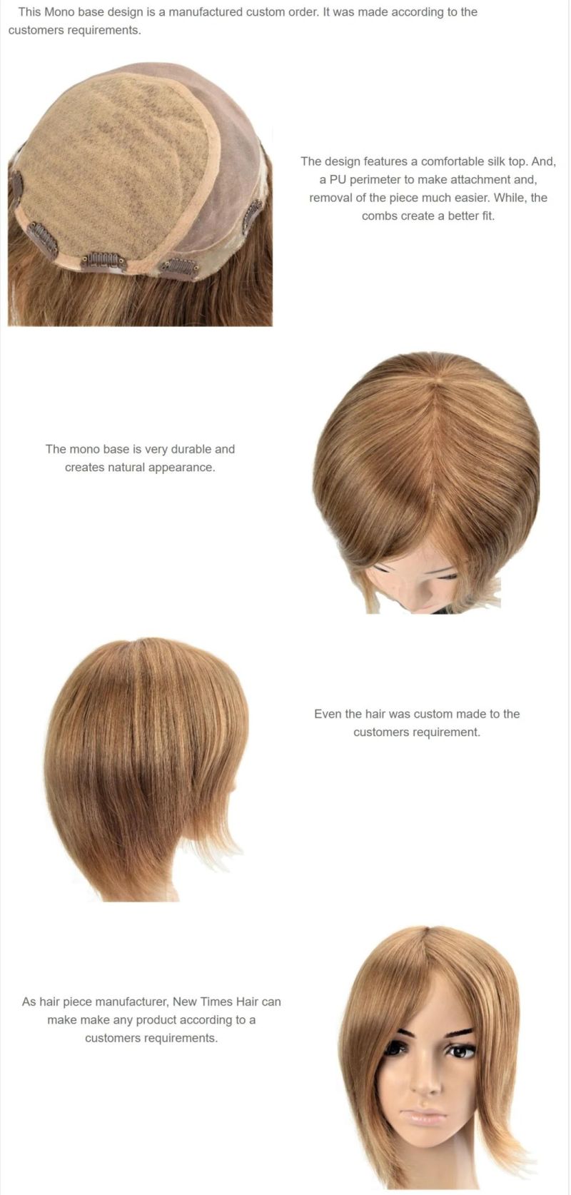 Custom Ladies Mono and Silk Top Hair Replacement Wig