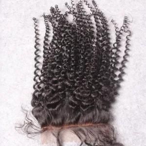 Afro Kinky Curly Peruvian Virgin Hair Natural Color Closure