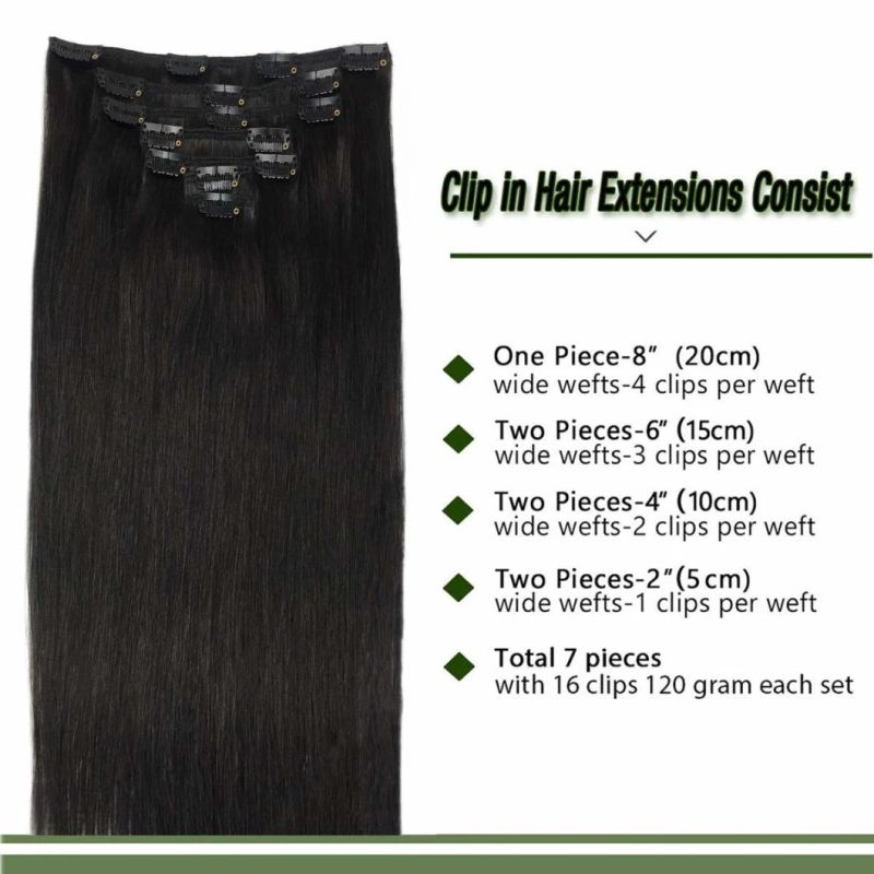 16 Inch Clip in Hair Extensions Ombre Chocolate Brown to Caramel Blonde Remy Clip in Human Hair Extensions Straight Real Natural Hair Extensions 120g 7PCS