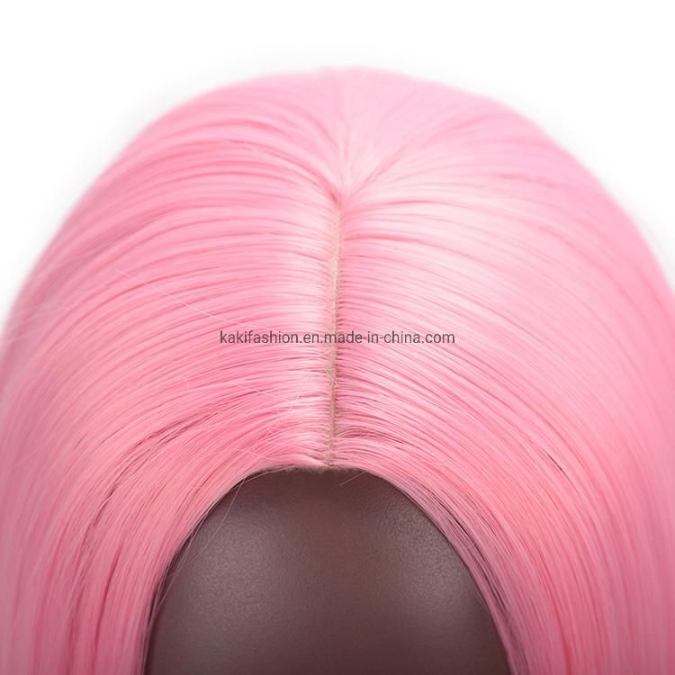 Cosplay Wholesale Cheap Heat Resistant Short Bob Pink Straight for Black Women Synthetic Hair Wigs