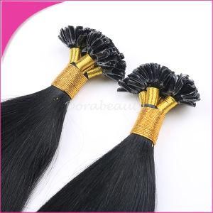 U Type Keratin Remy Hair Black Colored Human Hair Extensions