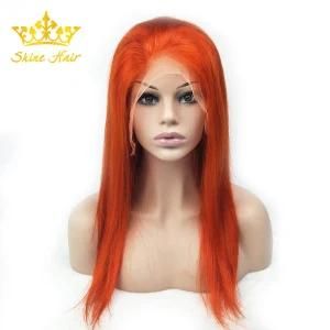 Wholesale Peruvian/Brazilian Human Hair of Orange Color Sraight Full Lace Wig