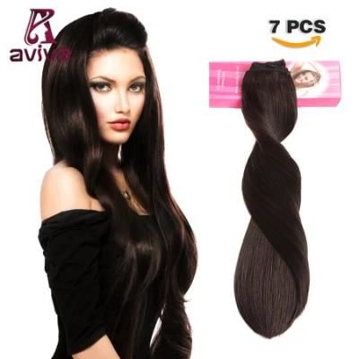 100% Remy Human Hair Clip in Hair Extension 7PCS for Full Head (AV-CHL07-14-2)