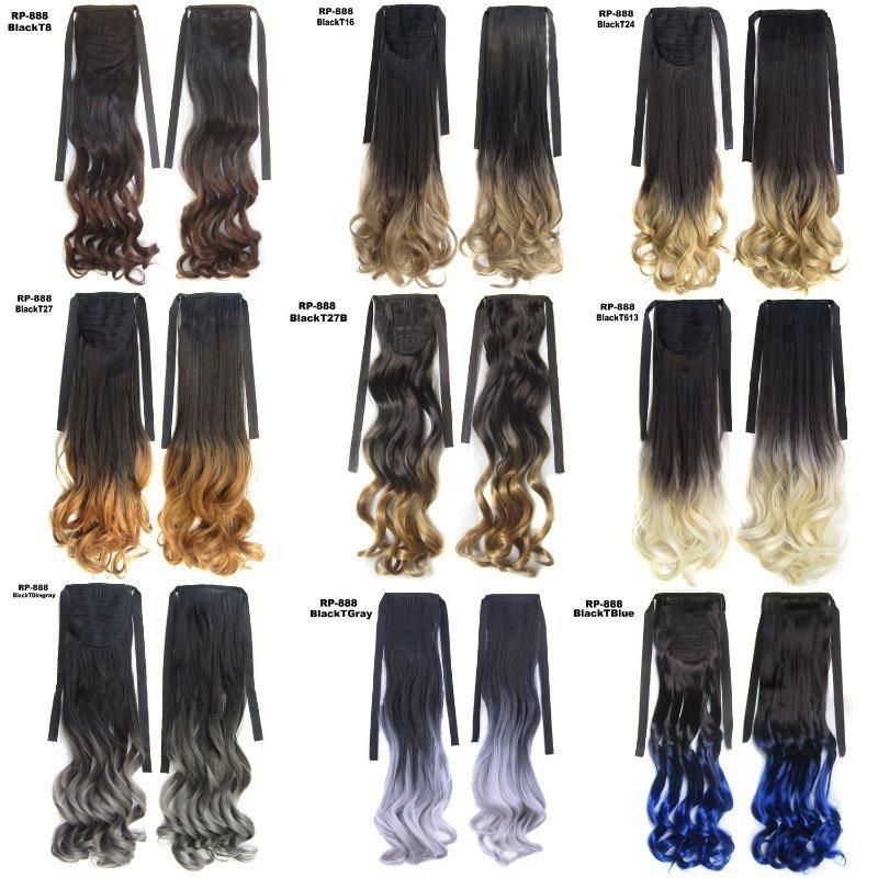 Natural Wavy Ribbon Gradient Color Synthetic Tie up Ponytail Hair Extension