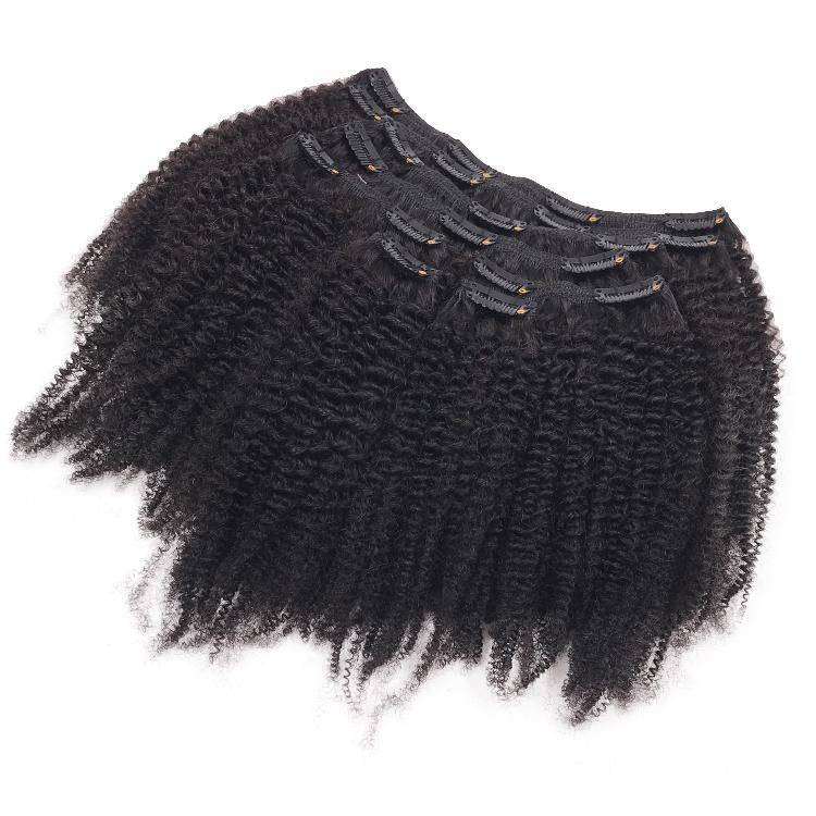 Afro Kinky 4b Curly Remy Brazilian Virgin Hair Clip in Hair Extensions 8PCS/Set